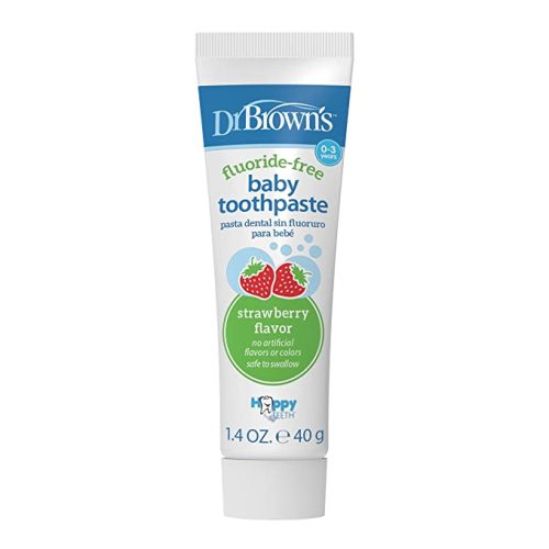 Dr. Brown’s Fluoride-Free Baby Toothpaste, Infant & Toddler Oral Care, Strawberry, 1-Pack, 1.4oz/40g, 0-3 years