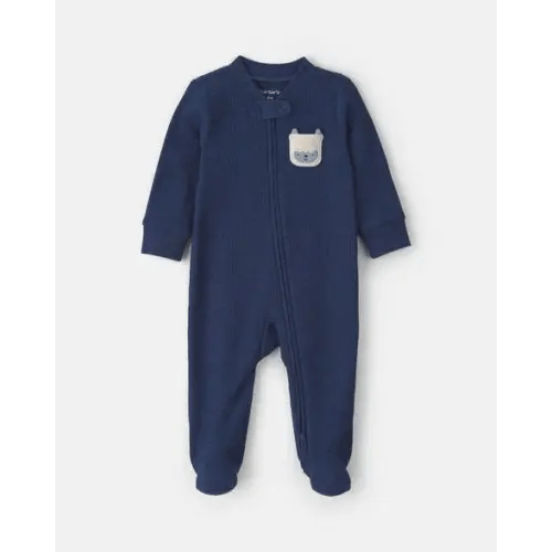 Baby Boy Yeti Cotton 2-Way Zip Thermal Sleep & Play Pajamas - Navy | Carter's