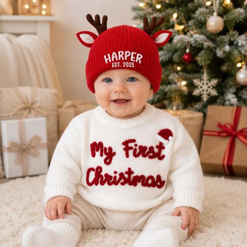 My First Christmas Sweater, Embroidered Baby Knit Pullover, Santa Baby Sweater, Baby First Christmas, Baby Christmas, Xmas