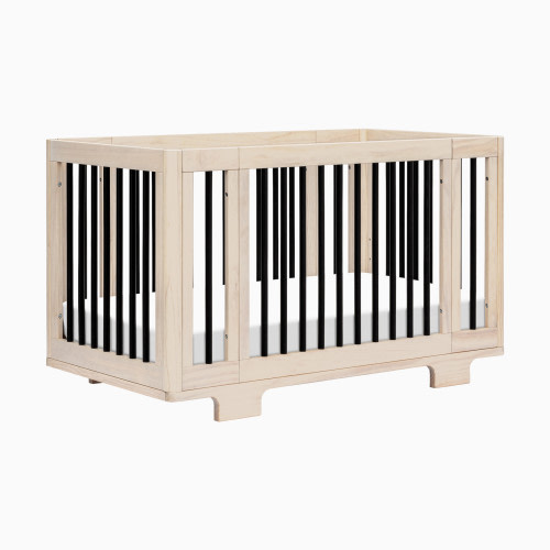 babyletto Yuzu 8-in-1 Convertible Crib with All-Stages Conversion Kits - Washed Natural / Black