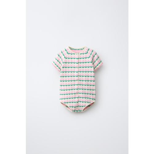 FLORAL JACQUARD KNIT ROMPER - Ecru | ZARA United States