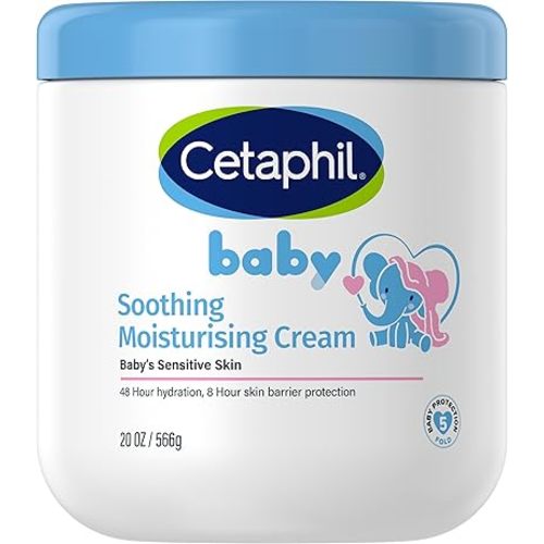 Cetaphil Baby Soothing Moisturising Cream, 566g, 48-Hour Hydration, Fragrance-Free