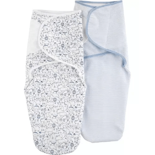 2-Pack Koala Swaddle Blankets - Blue/Ivory