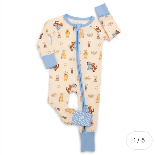 Pearls & Pelicans Pooh's Beignet Adventure Bamboo Zip Up Pajamas – zukababy