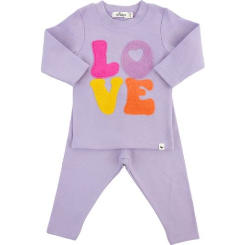 Cotton Candy LOVE Terry Applique Two Piece Set, 0-3M