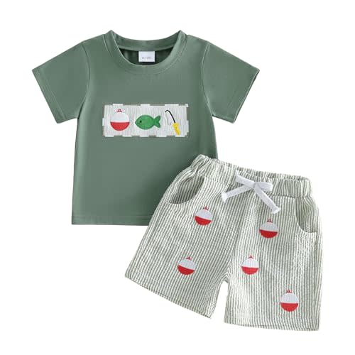 Kaipiclos Baby Boys Clothes Toddler Summer Outfits Short Sleeve Duck Print Pocket T-Shirt Tops and Shorts Farm Baby Clothes