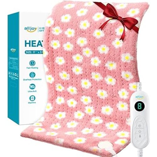 ALLJOY King Size Heating Pad for Back Pain Relief, 33”x 17” Extra Large Heating Pad for Period Cramps, FSA Eligible HSA, Portable Heat Pad for Neck and Shoulders, Christmas Gifts for Women Men Mom Dad