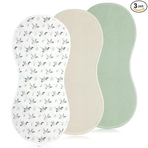 3 Pcs Changing Pad Liners Fits in Peanut Shape Changing Pad Waterproof Diaper Mats Organic Cotton Peanut Mats are Warm on a Baby's Back, Washable Reusable (Mallard Duck,Flaxen)