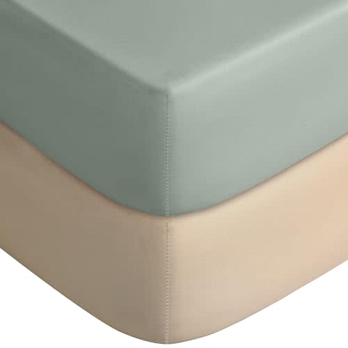 Yoofoss Baby Crib Sheets for Boys Girls, Fitted Crib Sheet 2 Pack for Standard Crib and Toddler Mattress, Super Soft Microfiber Baby Sheet 28x52x8in(Apricot-Green)
