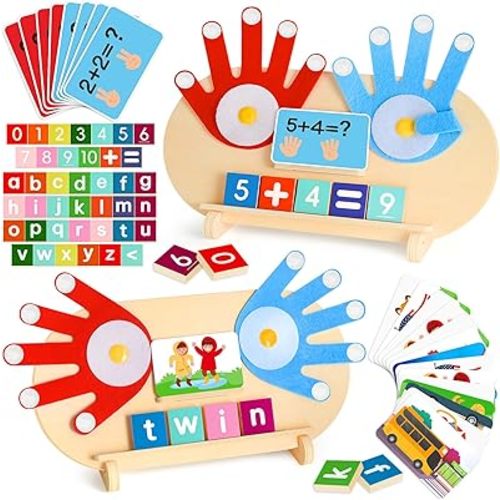 2 in 1 Preschool Learning Toys for Toddlers 2-4, Montessori Toys for 3-5 Boys Girls Birthday Gifts, Educational Math Manipulatives Number Counting Blocks & ABC Game Toys, Christmas Stocking Stuffers