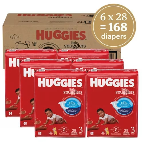 Huggies Little Snugglers Baby Diapers, Econo Pack, Size 3, count 168