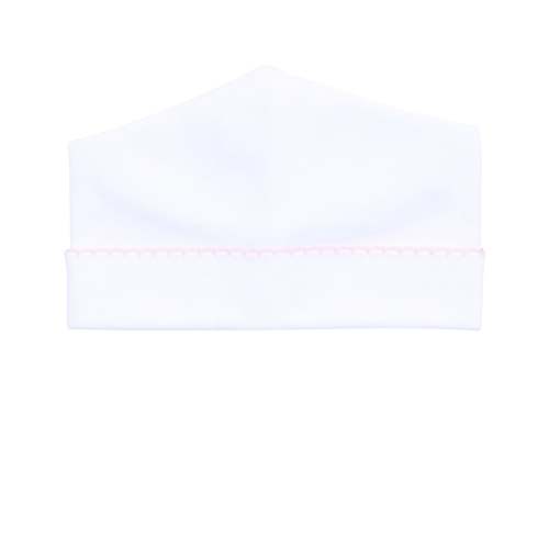 Magnolia Baby Girl Solid Essentials White Hat with Pink Trim