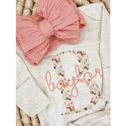 Personalized Knotted Gowns, 0-3 Months, Baby Shower Gift, Custom Going Home Outfit, Baby Girl
