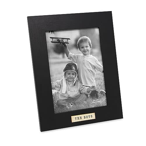 Isaac Jacobs 5x7 Wood Sentiments The Boys Picture Frame, Vertical Keepsake Photo Frame with Easel and a Hanging Tabs for Tabletop, Desktop & Wall Display, (Black 5x7)