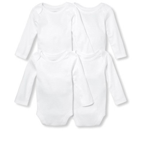 The Children's Place Baby Long Sleeve Bodysuit 4-Pack White 0-3 M