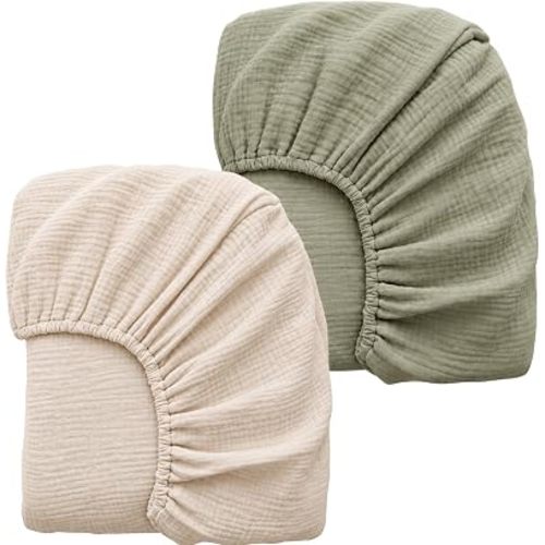 Konssy 2 Pack Muslin Crib Sheets for Baby Boys & Girls, 52" x 28"