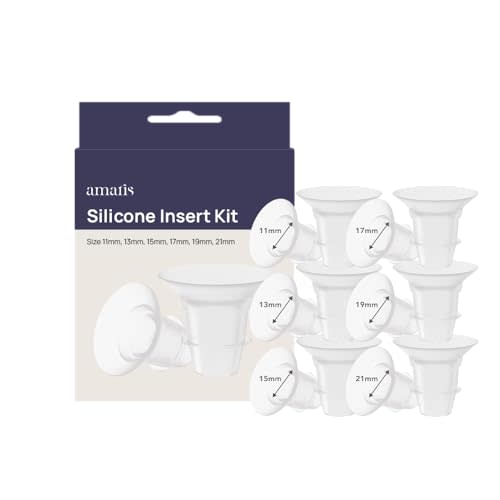 Silicone Flange Insert Kit for Wearable Breast Pump Collection Cups, Includes 11mm, 13mm, 15mm, 17mm, 19mm & 21mm Sizes, Breastfeeding Accessories for Nursing Moms