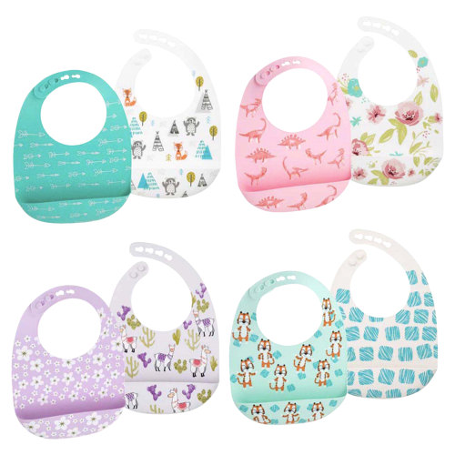 Nuby Silicone Printed Bib, 2 pack