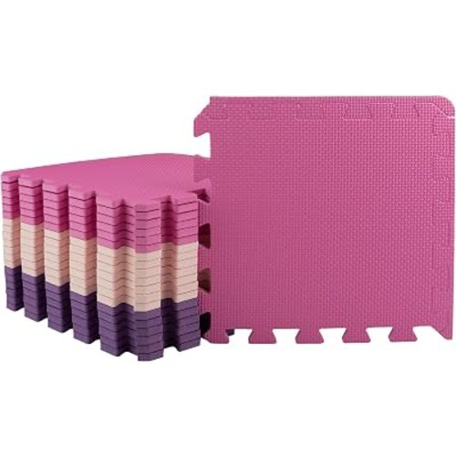 Puzzle Mat EVA Foam Floor Tiles 20-Pack - 20 SQFT Multicolor Exercise Mat or Baby Play Mats for Floor - Interlocking Floor Mats by Stalwart (Pink)