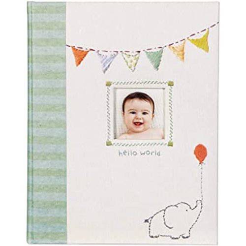 C.R. Gibson B2-12683 Elephant 'Hello World' First Five Years Unisex Memory Baby Book, 64pgs, 10'' W x 11.75'' H