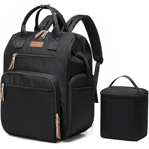 Breast Pump Bag for Spectra S1 S2 Medela, Convertible Large Diaper Bag Backpack for Working Moms with 14 inch Laptop Sleeve & Cooler Storage, Black