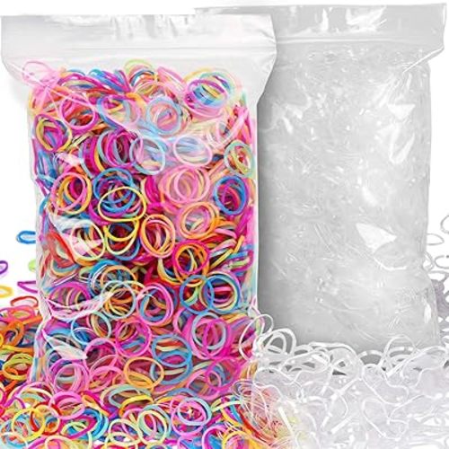 YGDZ 4000pcs Elastic Hair Bands, Clear Hair Elastics Small Mini Girls Rubber Bands Baby Kids Toddlers Hair Ties(2000pcs Clear + 2000pcs Colorful)