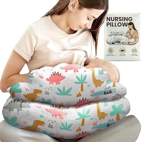 Nursing Pillow – Breastfeeding Pillows with Security Fence for Enhanced Support & Comfort – Removable Cotton Cover, Adjustable Waist Strap, Newborn Essentials Must Haves Baby Registry Search