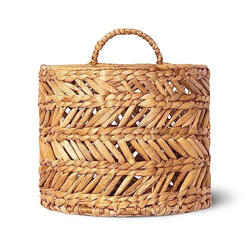 Artera Wicker Hanging Basket - 30cm x 13 cm Small Woven Fern Hanging Basket Flower Plants, Water Hyacinth Woven Basket
