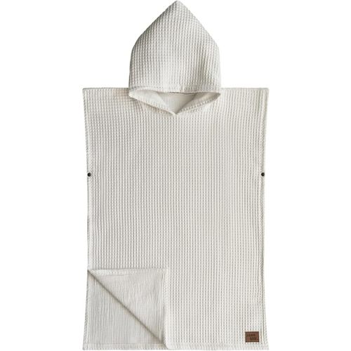 Jade&Kai Hooded Towel for Kids | Snaps into a Poncho | Organic Cotton Waffle | Lightweight and Absorbent | Bath, Beach, and Pool | Multiple Colors | (Medium (3-6 Yrs), Lily White)