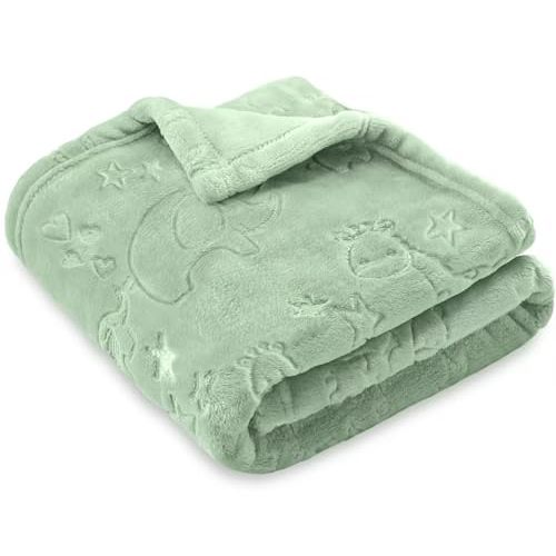 BORITAR Baby Blanket 3D Elephant Fleece Flannel Blanket 30x40 Inch Green | Soft Cozy Warm Lightweight Fleece Blanket for Toddler Boys Newborn Infant Crib Stroller Bed Travel Pet Shower Gift