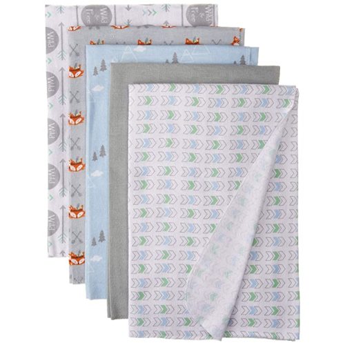 Luvable Friends Unisex Baby Cotton Flannel Receiving Blankets Bundle, Wild & Free, One Size