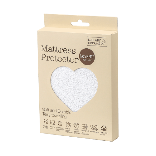 Lullaby Dreams Waterproof Mattress Protector Bassinette White