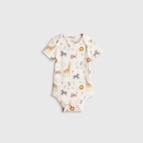 Quince 100% Organic Cotton Short Sleeve Bodysuit - Safari