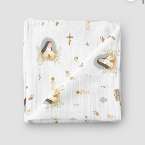 St. Therese of Lisieux Muslin Swaddle Baby Blanket