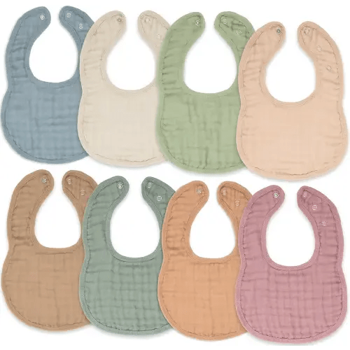 Comfy Cubs Muslin Bibs, Pack of 8 - Cotton Bibs - Multicolor