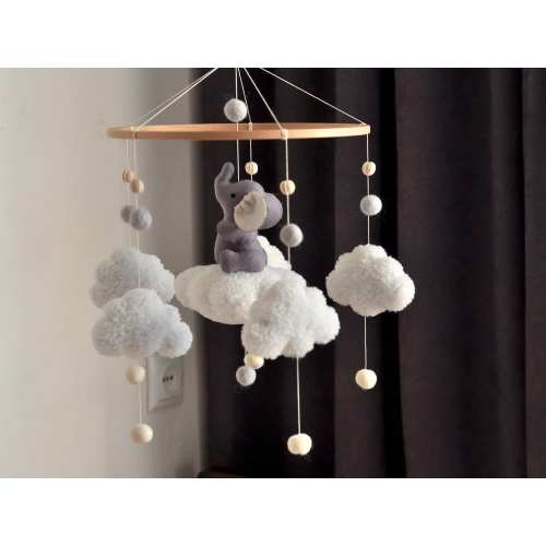 Baby Elephant Mobile | Animal Development Mobile | Jungle Mobile | Baby Cloud Mobile | Neutral Baby Mobile | Perfect Baby Shower Gift |
