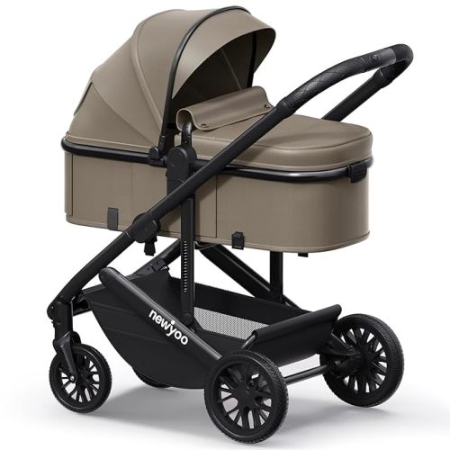 newyoo Infant Stroller, Nestro 516M, Convertible Baby Strollers with Reversible Seat & Cup Holder, Coches para Bebes, 2-in-1 Rear-Facing Pram, Warm Taupe