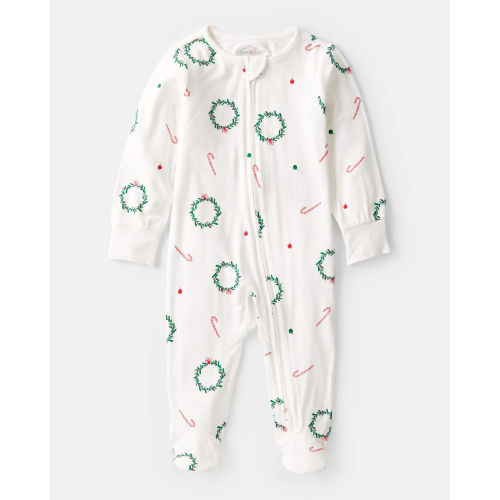 Baby Wreath Print PurelySoft Long-Sleeve Sleep & Play Pajamas - Ivory - Carter's | Carter's