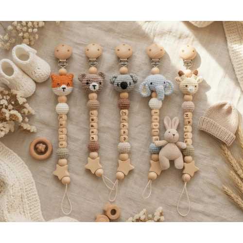Custom Crochet Pacifier Clip, Baby Dummy Clip, Pacifier Holder, Custom Name Baby Accessory, Baby Shower Gifts, Baby Gifts, Newborn Gifts
