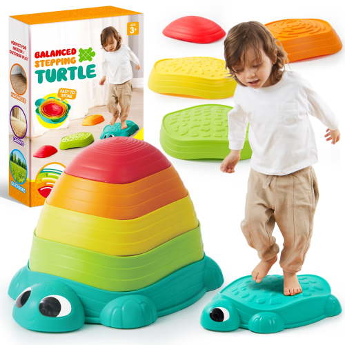 Joyfy 5 Pack Turtle Balance Stepping Stones for Kids ,Toddler Obstacle Course Coordination Sensory Game，Outdoor Toy,Gfit for Kids