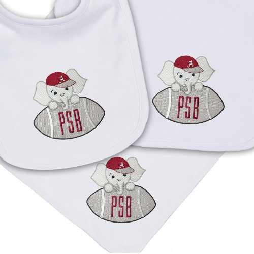 Alabama embroidered bib, burpcloth and blanket set - personalized