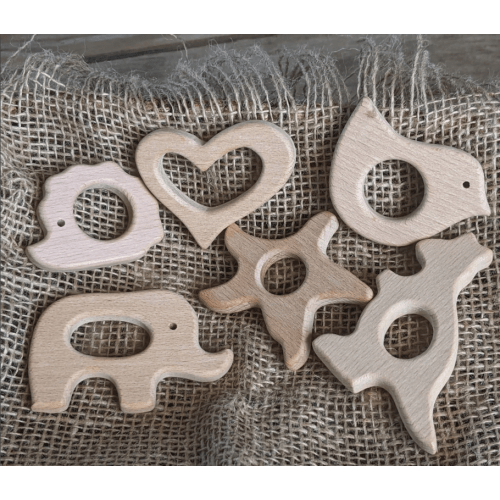 Organic beech and maple wood teether