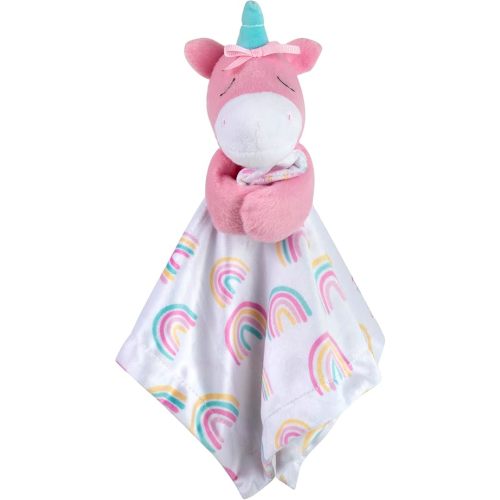 Minky Animal Snuggler Lovey Blanket for Kids, Babies, Boys, Girls, Gender Neutral Security Blanket with Stuffed Animal (Enchanting Unicorn)