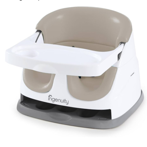 Ingenuity Baby Base 2-in-1 Booster Feeding and Floor Seat with Self-Storing Tray - Cashmere