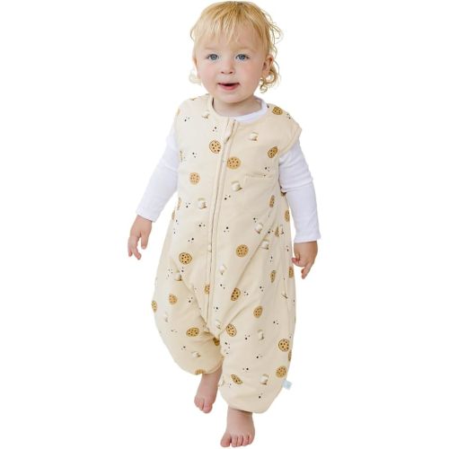 Tealbee Dreamsuit Toddler Sleep Sack with Feet – Walker Sleep Bag with Legs, Rayon made from Bamboo, Winter 1.5 TOG, 2-Way Zipper, 12m-2T - Cookies