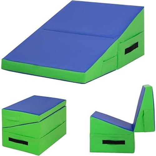 BestMassage Gymnastics Mat Incline Mat Tumbling Mat Folding Gymnastic Tumbling Mat Indoor/Outdoor Exercise Mat Home Gym Yoga Mat with Handle