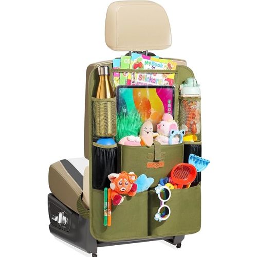 SURDOCA Car Organizers and Storage, Upgraded Car Seat Organizer with 11-inch Touch Screen Tablet Holder, Backseat Car Organizer with 8 Pockets, Car Seat Protector Road Trip Essentials for Kids