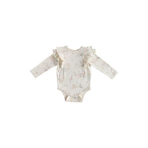 Baby Flower Patch Organic Cotton Bodysuit, Ivory