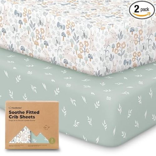 KeaBabies 2-Pack Organic Cotton Crib Sheets for Boys, Girls - 52x28 Fitted Crib Mattress Sheet Neutral, Breathable Cover for Baby Bed Set, Toddler Mattress, Soft & Cute Prints (Prairie)