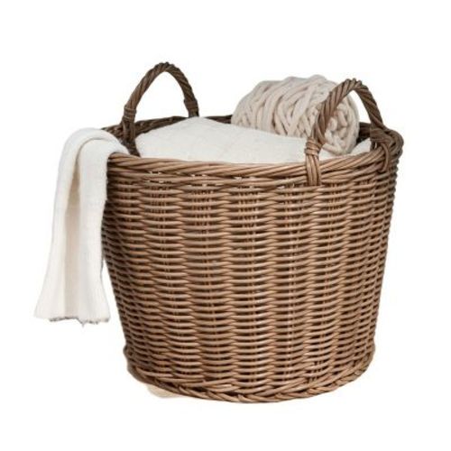 SEVOBAL Laundry Bags and Baskets Round Woven Basket Durable and Lightweight Design with Handles for Organizing Towels, Toys, Brown, 16"*2"*10.5"